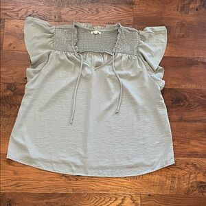Maurices Seaglass Ruffle Sleeve Blouse